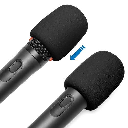 Foam Mic Cover Compatible with JBL PartyBox Wireless Mic Microphones, Wireless Two Microphone System, PartyBox Mic 100 Wird Microphone Sponge Windscreen Pop Filter 4-Pack, Black