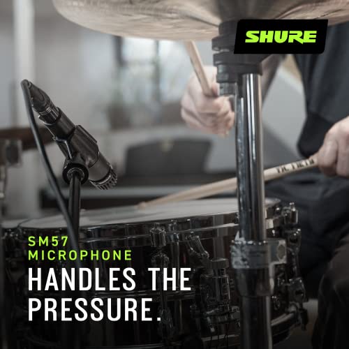 Shure SM57 Pro XLR Dynamic Instrument Microphone | Cardioid dynamic mic for studio and live instruments, drums, percussion and amp miking; recording-ready