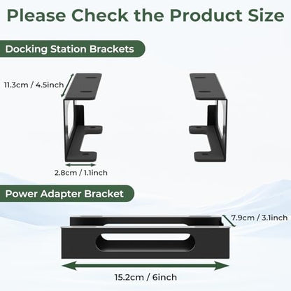 Adjustable Under Desk Mount Exclusive for CalDigit TS3 Plus / TS4 / TS5 Dock & Power Brick, Space-Saving Thunderbolt 3/Thunderbolt 4 Dock Holder with Cable Straps, Easy Install with All Screws