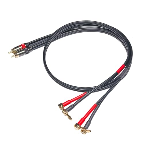WJSTN RCA Male to Banana Plug Audio Cable, Premium Stereo Audio Cord for Amplifiers, Speakers, Home Theater, Hi-Fi Systems - Gold-Plated Connectors 2Pack (RCA to Right Angle Banana Plug 3FT) - size: RCA to right angle banana plug 3FT