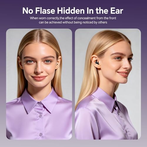 Xmenha Flat Sleep Mini Invisible Earbuds Wireless Bluetooth, Side Sleepers Flat Sleeping Small Tiny Micro Ear Buds Small Ears Low Profile Smallest Discreet Hidden Earbuds Headphones for Work 2-Pack - color: Beige