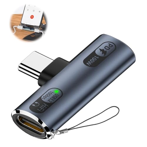 USB C Splitter with 100W Fast Charging Compatible with iPhone 16/15 Series | 2 in 1 Dual USB C Headphone and Charger Adapter USB3.2 10Gbps Data Transfer Compatible with Galaxy S24/S23, iPad, MacBook