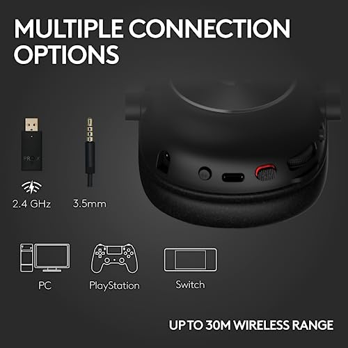 Logitech G PRO X 2 Lightspeed Wireless Gaming Headset - Black | Bluetooth/USB/3.5mm Aux for PC, Detachable Boom Mic, DTS:X 2.0—7.1 Surround, 50mm Graphene Drivers - color: Black