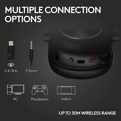 Logitech G PRO X 2 Lightspeed Wireless Gaming Headset - Black | Bluetooth/USB/3.5mm Aux for PC, Detachable Boom Mic, DTS:X 2.0—7.1 Surround, 50mm Graphene Drivers - color: Black