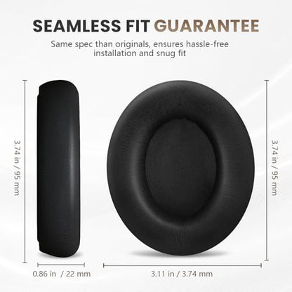Studio Pro Headphone Ear Pads, Replacement Earpads/Cushions for Beats Studio Pro, with Premium Protein Leather, Resilient Memory Foam, Added Thickness - color: Black