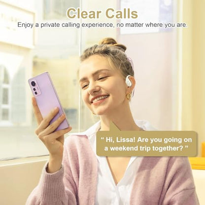 Open Ear Earbuds, Bluetooth 5.3 Wireless Air Conduction Headphones with Mic, LED Display Charging Case&Fast Charging, Ultra-Light Weight, 80H Playtime Earbuds for Work, Sports (White) - color: White
