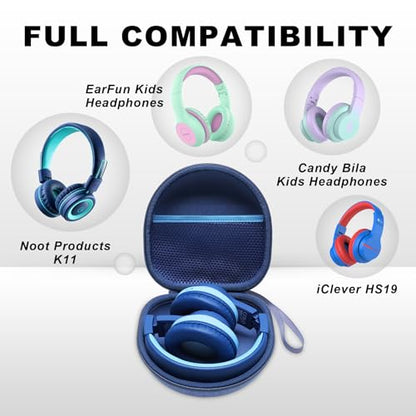 Kids Headphone Case for Acer/iClever/Candy Bila, Blue(Case Only) | for iClever BTH12/HS19/BTH22/BTH20/BTH18/BTH26, JBL Junior 320/320BT, MIDOLA, JoySpark, eKids, ADOOPE, JLab Kids Headphones - color: Blue