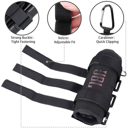 khanka Adjustable Speaker Mount for Bike/Boat/Golf Cart,Black | Adjustable Speaker Strap Holder for Most Bluetooth Speakers, Fits 1.5 to 2.0 Inch Bars, Non-Slip Outdoor Speaker Attachment - color: black