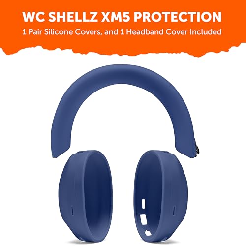 WC ShellZ XM5 - Exterior Shell & Headband Covers for Sony WH1000XM5 | Made by Wicked Cushions | Protective, Made with Premium Silicone | Blue - color: Blue