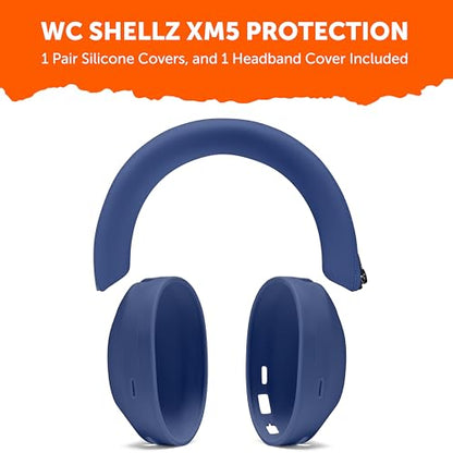 WC ShellZ XM5 - Exterior Shell & Headband Covers for Sony WH1000XM5 | Made by Wicked Cushions | Protective, Made with Premium Silicone | Blue - color: Blue