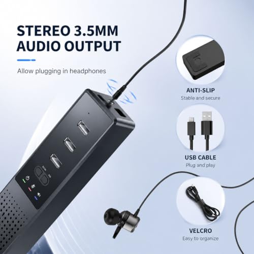 3 in 1 USB Computer Speaker with Microphone, PC Laptop Desktop Conference Speaker with Mic for Smart Home Office and Online Study，360 Degree Enhanced (8) - size: 8