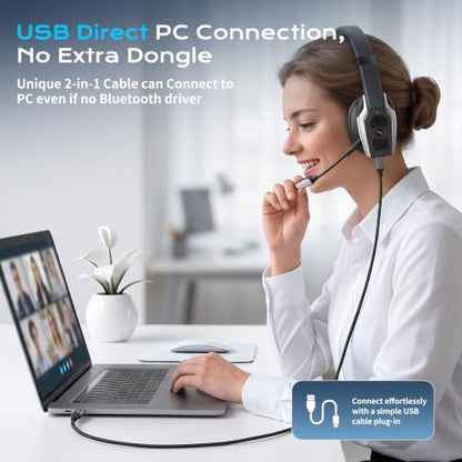 Trucker Bluetooth Headset，Single-Ear Headphone for PC,Call Centre - color: Silver