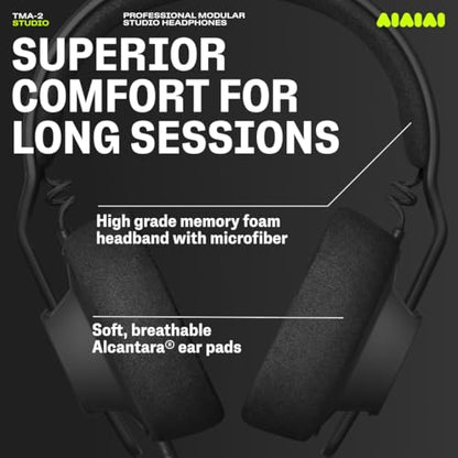 AIAIAI TMA-2 Studio Wired Black Over-Ear Headphones, Alcantara Memory Foam - style: TMA-2 Studio