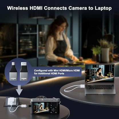 Wireless HDMI Transmitter and Receiver 4K Decode 1080P Output, HDMI Wireless Extender, Plug & Play, Support 2.4/5GHz for Streaming Video and Audio to Monitor from Laptop/Pc/Tv Box (White) - color: White