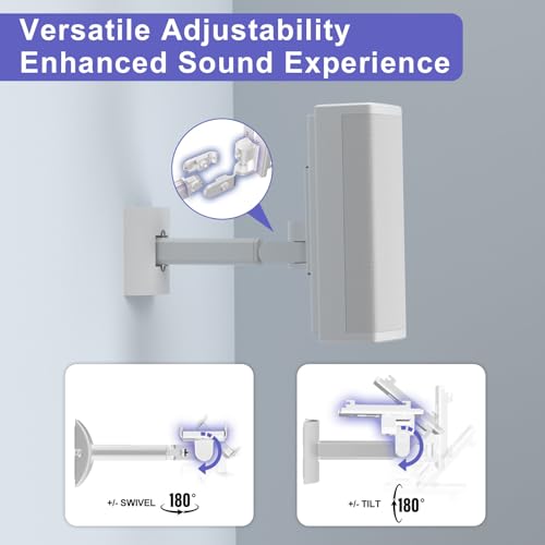 2 Pack Speaker Wall Mount Brackets for Bose UB-20, UB-20 Series II, Wall Mount Ceiling Bracket for Lifestyle 600 ST535 ST525 ST520 535III 525III CM520 SoundTouch JC-II AM6-V AM10-V AM10IV-White - color: White