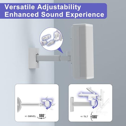 2 Pack Speaker Wall Mount Brackets for Bose UB-20, UB-20 Series II, Wall Mount Ceiling Bracket for Lifestyle 600 ST535 ST525 ST520 535III 525III CM520 SoundTouch JC-II AM6-V AM10-V AM10IV-White - color: White