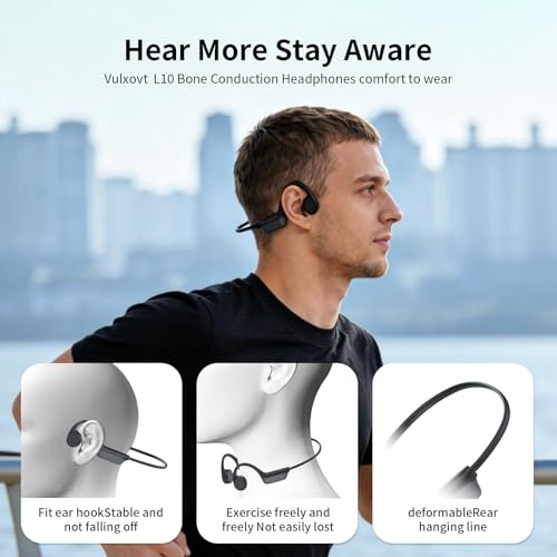 Bone Conduction Sports Headphones – 27g Ultra-Light Frame for All-Day Comfort, Bluetooth 6.0, Immersive Sound, Crisp Calls & Video, Trendy Black-Gray, Perfect for Cycling, Gym, Outdoor Sports