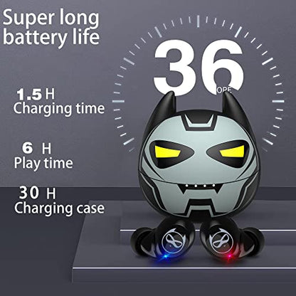 Gray Wireless Bluetooth 5.0 Earbuds, B88-1, IPX5 Waterproof, 36H Playtime, Built-in Mic, LED Display, USB-C, for Kids, Boys, Adults, Gaming - color: Gunmetal‑Hero