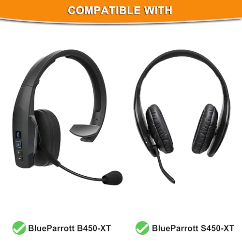 Defean Earpads for BlueParrott B450-XT B450XT S450-XT Headset | B450-XT Mod Kit Ear Pads + Mic Foam for BlueParrott B450-XT B450XT S450-XT Headset,Softer Leather Noise Cancelling Foam