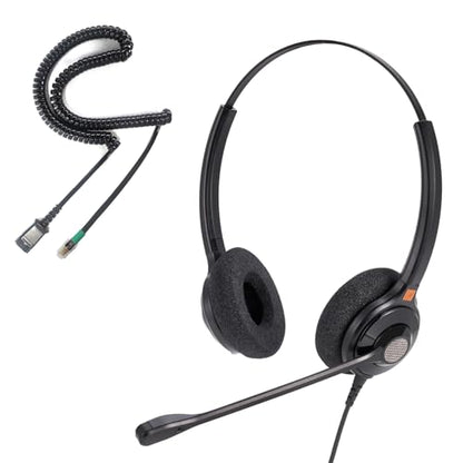 IPD IPH-215 Phone Headset Binaural Wired QD to RJ9 | Compatible with Yealink SIP, Compatible with Grandstream, Compatible with Sangoma - color: 215-DG-FOAM