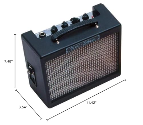 Fender Mini Deluxe Electric Guitar Amp, with 1-Year Warranty, Mini Guitar Amp, Portable Guitar Amplifier, Guitar Accessories, 3 Watts, Black - color: Black, style: Mini Deluxe