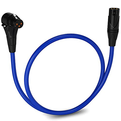 LyxPro 1.5 ft XLR Mic Cable, Male to Right-Angle Female, Blue - color: Blue, size: 1.5 Feet Angled Female