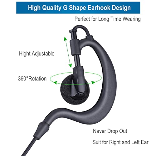 1 Pin 2.5MM Walkie Talkie Earpiece with Mic, G Shape Ear Piece for Police Radios Law Enforcement Compatible with Motorola MH230R MH230TPR MR350R MS350R (2 Pack) - color: 2 PACK