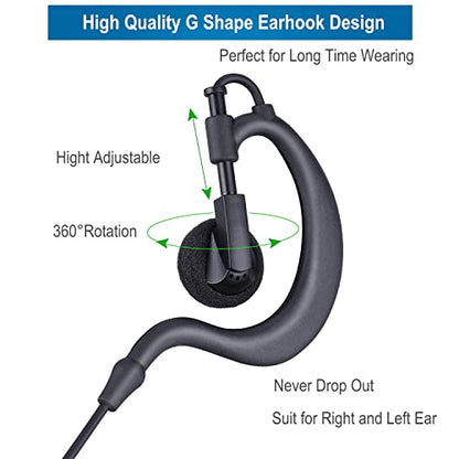 1 Pin 2.5MM Walkie Talkie Earpiece with Mic, G Shape Ear Piece for Police Radios Law Enforcement Compatible with Motorola MH230R MH230TPR MR350R MS350R (2 Pack) - color: 2 PACK