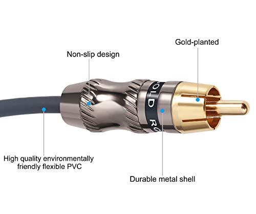 RCA to 1/8 Female Y Cable, Female 3.5mm to Dual RCA/Phono Male Stereo Splitter Cord, Mini Jack to 2 RCA Male Audio Breakout Adapter 12 inch 30cm