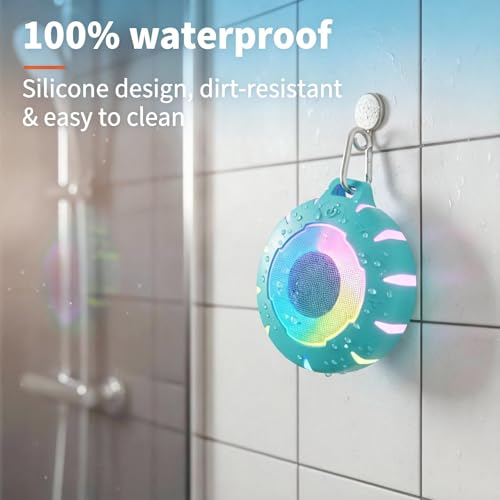 HEYSONG Waterproof Shower Bluetooth Speaker, Durable & Portable with Clear Sound, Ideal for Shower, Pool, Beach & Kayaking – Great Gift for Girls, Women & Men - color: Blue
