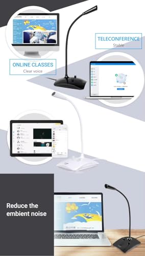 USB Microphone, Desktop Gooseneck Computer Mic with Mute Button & LED Indicator, Volume & Echo Control, Plug & Play for PC Laptop, Compatible with Zoom, Gaming, Meeting, Streaming
