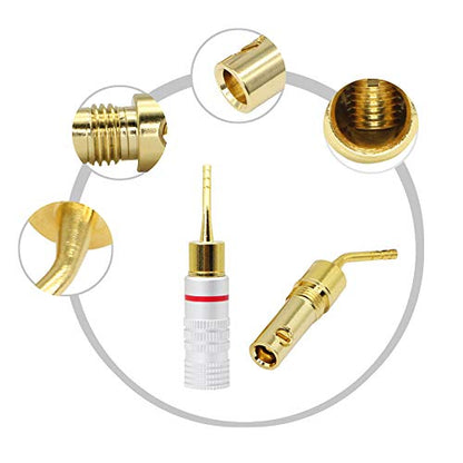 CERRXIAN Gold Plated 2mm Banana Plug Screw Type Audio Speaker Pin Plugs Cable Connector Adapter(4pcs)