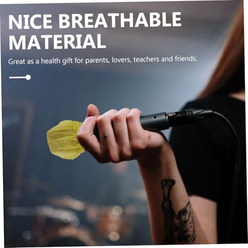 200pcs Protective Microphone Covers Disposable Mic Windscreen Non-woven Breathable Covers for Shield - color: Yellow