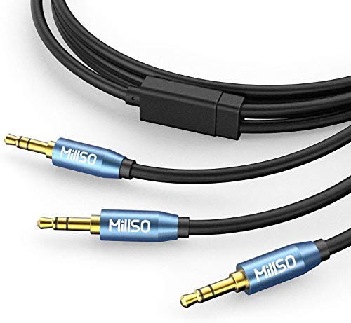 Audio Splitter 8 Feet 3.5mm Male to 2 Male Audio Splitter Cable TRS | Sapphire Blue, Gold-Plated, 1/8 Male to 2-Male Aux Headphone Splitter Cable for Smartphone, Computer, MP3, Earphone, Speakers - style: TRS Male Plug to 2 Male