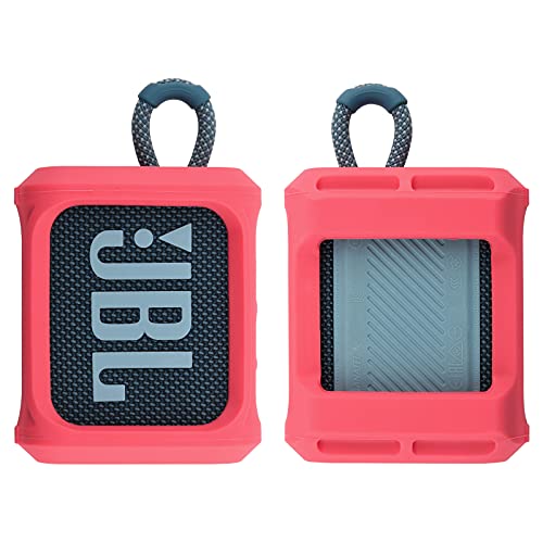 Silicone Case for JBL Go 3 Portable Speaker with Removable Strap for Bike Golf Cart Travel Carrying Case Protective Sleeve Speaker Cover (Red) - color: Red