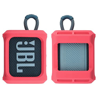 Silicone Case for JBL Go 3 Portable Speaker with Removable Strap for Bike Golf Cart Travel Carrying Case Protective Sleeve Speaker Cover (Red) - color: Red