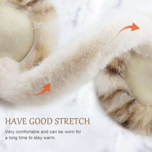Earmuffs for Women Girls Faux Fur Fuzzy Headband Foldable Ear Covers Cold Weather Accessory - color: Light Leopard