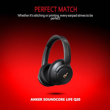 Soundcore Replacement Ear Pads – Fits Soundcore Life Q20 Replacement Ear Pads, Soft Memory Foam Soundcore Q20 Replacement Ear Pads for Anker Q20/Q20i/Q20BT Headphones – Black