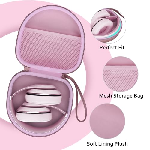Headphone Case Compatible with JBL/Beats/BERIBES/Jlab/Picun/TOZO/KVIDIO/Soundcore Anker/Skullcandy Noise Cancelling Over-Ear Headphones, Pearl Pink - color: Pearl Pink