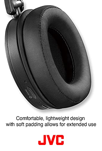 JVC Noise Cancelling Wireless Headphones, Bluetooth 5.0, 42 Hour Rechargeable Battery, Voice Assistant Compatible, Two-Way Foldable Design - HAS91NB (Black)