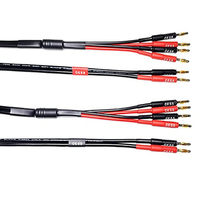 CNCESS Bi-Wire Banana Plug Splitter Speaker Cable, 3 ft, 2-Pack - size: 3 feet