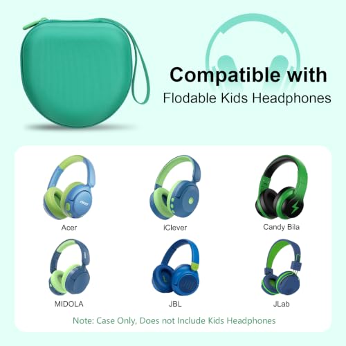 Kids Headphones Case for iClever/Candy Bila, Green(Case Only) | for iClever BTH12 HS19 BTH20 BTH22 BTH26 BTH18/Candy Bila/Acer/JBL Junior 320/MIDOLA/JoySpark/ADOOPE/EarFun Kid Headphone - color: Green
