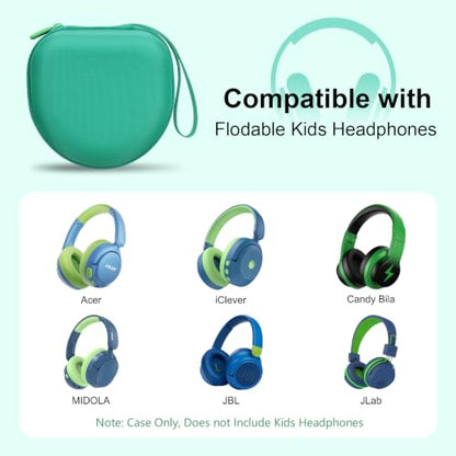 Kids Headphones Case for iClever/Candy Bila, Green(Case Only) | for iClever BTH12 HS19 BTH20 BTH22 BTH26 BTH18/Candy Bila/Acer/JBL Junior 320/MIDOLA/JoySpark/ADOOPE/EarFun Kid Headphone - color: Green