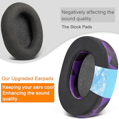 SOULWIT Earpads for SteelSeries Arctis 1/3/5/Arctis 7/7+/7P/7P+/7X/7X+/9/9X/Pro/Prime(Do Not Fit Any Arctis Nova) Headset, Cooling Gel Ear Pads Cushions with Ice Silk Fabric - Purple Black - color: Purple Black