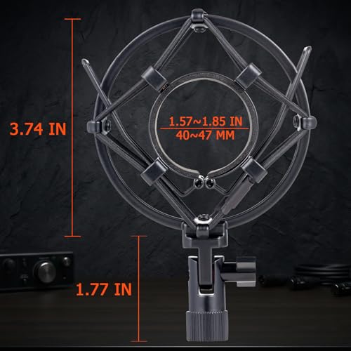 Microphone Shock Mount, Metal Mic Holder Clip for 1.65-1.85"(42-47mm) Diameter Condenser Mics Reduce Vibration Noise and Improve Recording Quality for Bluebird Baby Bottle CAD U37 GXL2200
