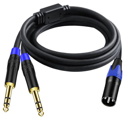 6.35mm Dual TRS to XLR Male Cable for Microphone, Mixer, Amplifier, 6.6FT, Dual1/4 TRS to XLR Audio Cable, Y Splitter Patch Cord, 3-Pinxlr to Dual 1/4 Male Converter Adapter Cable - style: 1PACK-6.6ft-Male