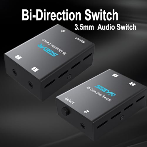 SGEYR Audio Switcher 3.5mm Bi-Direction Switch 2-in-1 Out/ 1-in-2 Out Audio Stereo Mixer Mini Sound Mixer for PC Versatile Connectivity