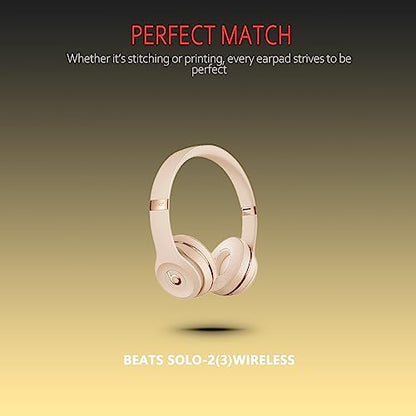 Krone Kalpasmos Earpad Replacement for Beats Solo 2 & 3 Wireless/Wired Headphone, Ear Cushion Premium Protein Leather Memory Foam with Kits, Superb Comfortable Easy to Install – Satin Gold - color: Satin Gold