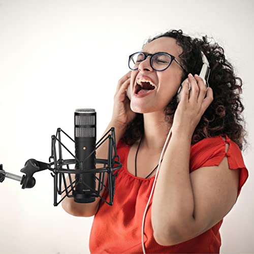 Geekria for Creators Microphone Shock Mount Compatible with Rode NT-USB, NT1-A, NT2-A, NT1000, NT2000, Procaster, Mic Anti-Vibration Suspension Adapter Clamp Mic Holder Clip (Black/Metal)