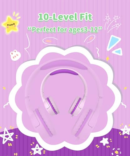 Wired Kids Headphones with Mic, 85/94dB Safe Volume Control, Foldable On-Ear Headset for School, Travel, Tablet & Laptop, 3.5mm Jack, Pink & Purple - color: PinkPurple